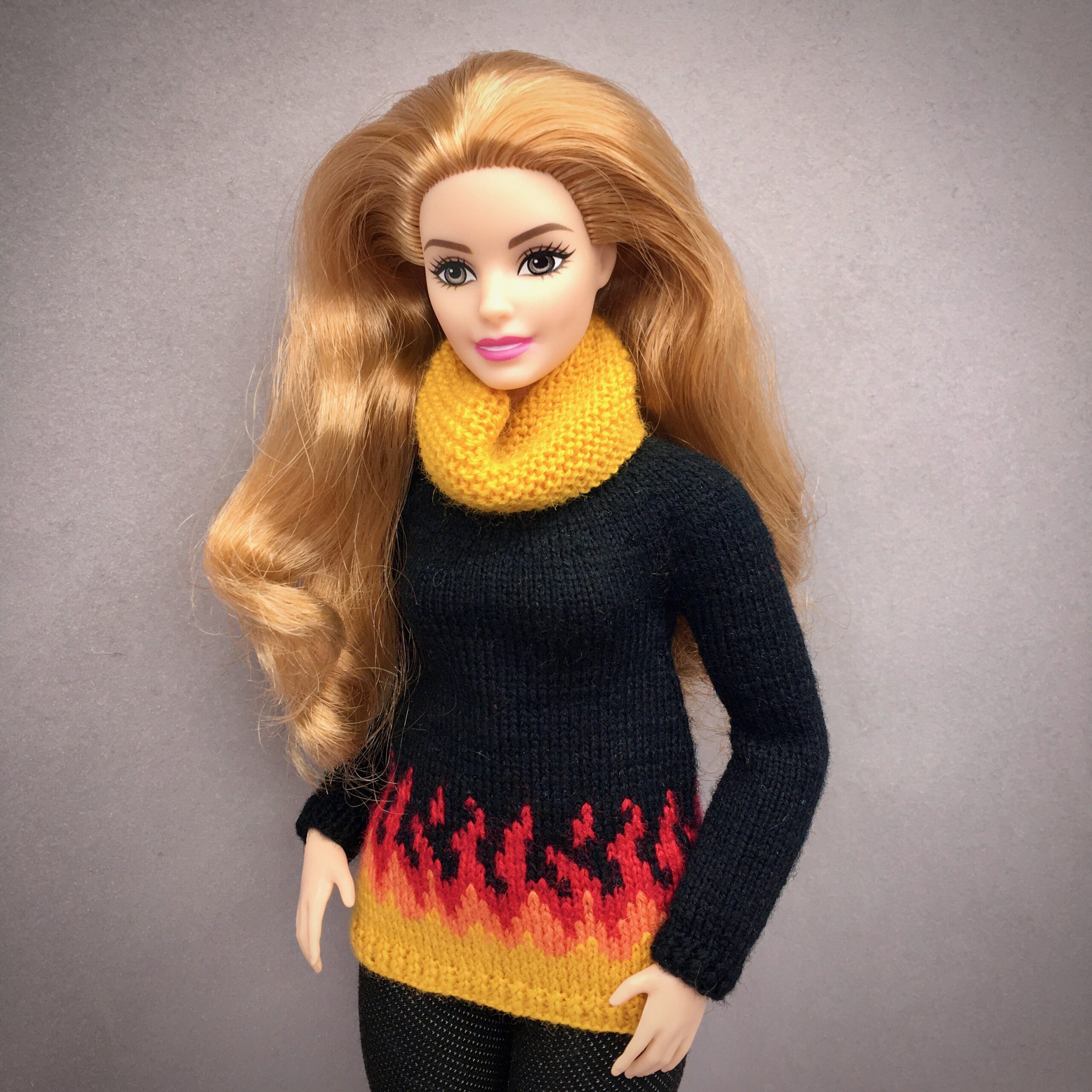 МК. Джемпер «Пламя» для Барби-пышки — изображение 6