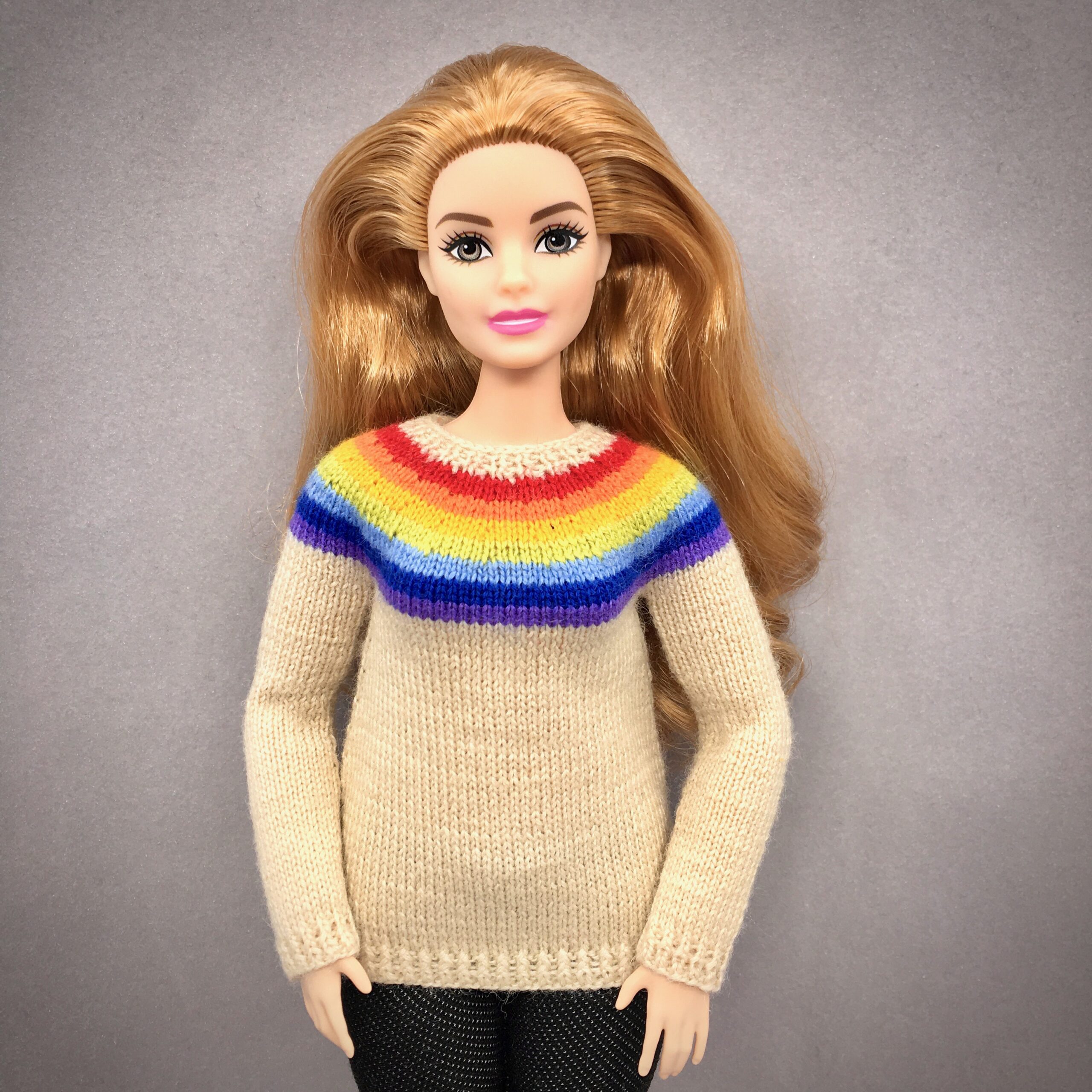МК. Джемпер «Радуга» для Барби-пышки — изображение 2