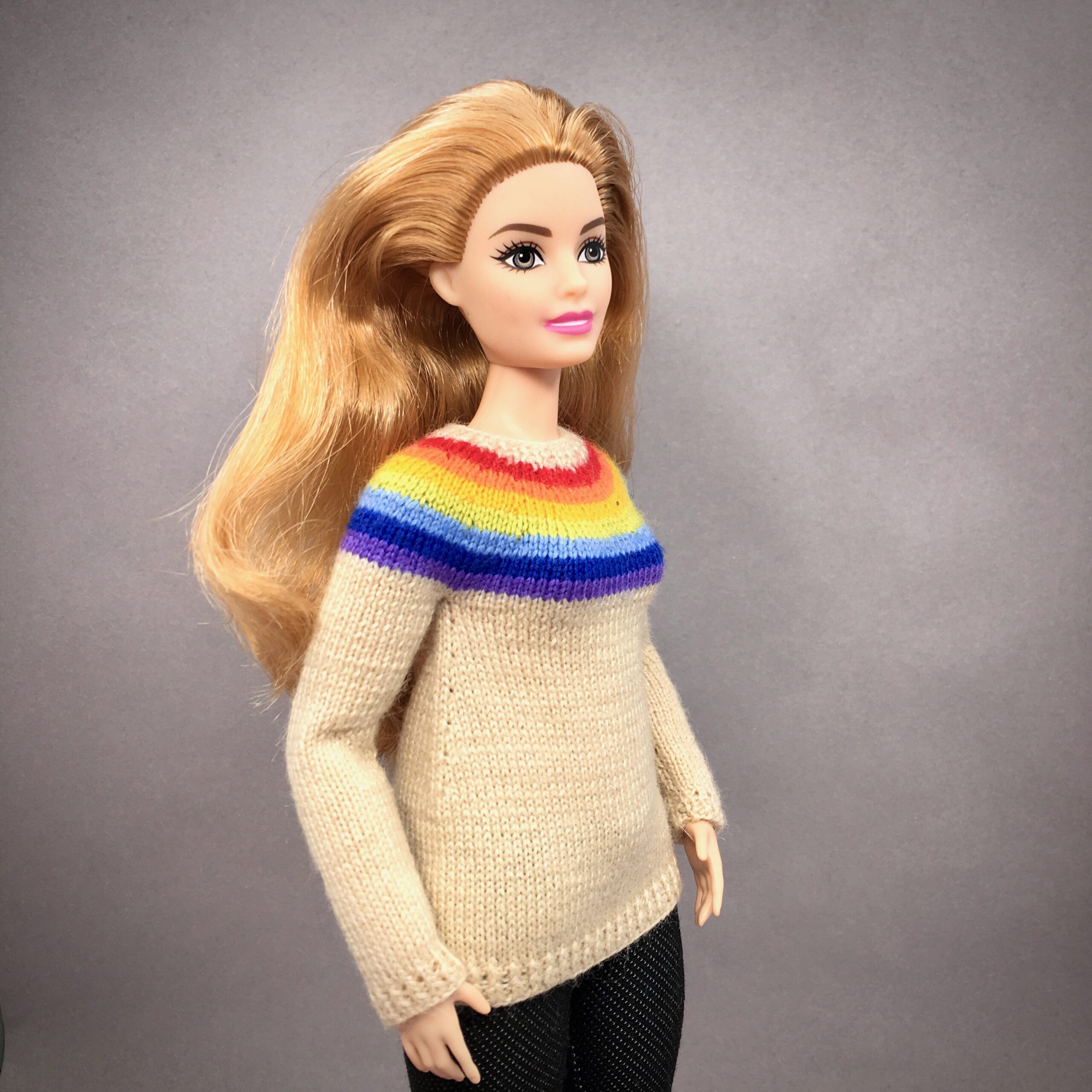 МК. Джемпер «Радуга» для Барби-пышки — изображение 4