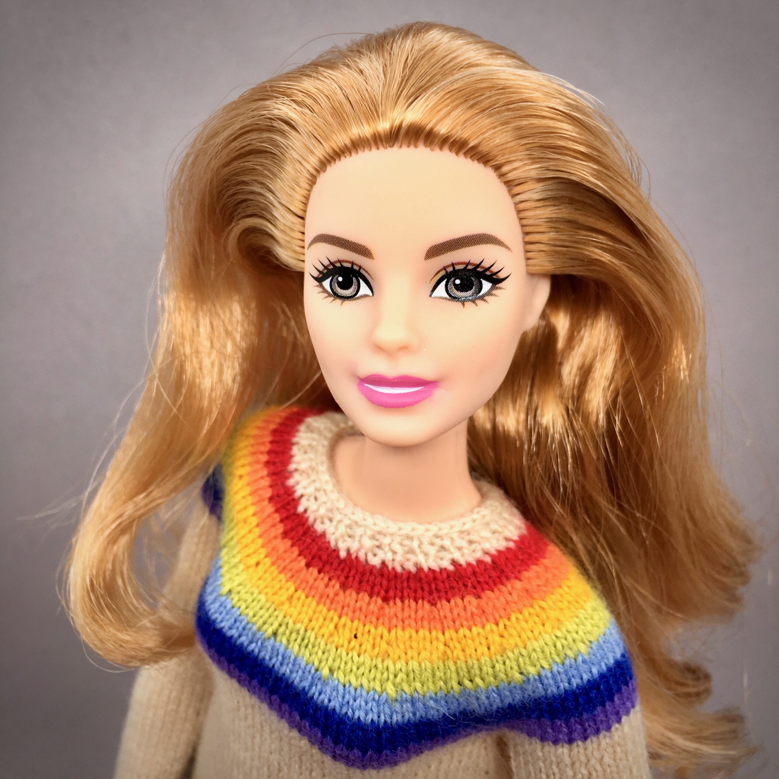 МК. Джемпер «Радуга» для Барби-пышки — изображение 5