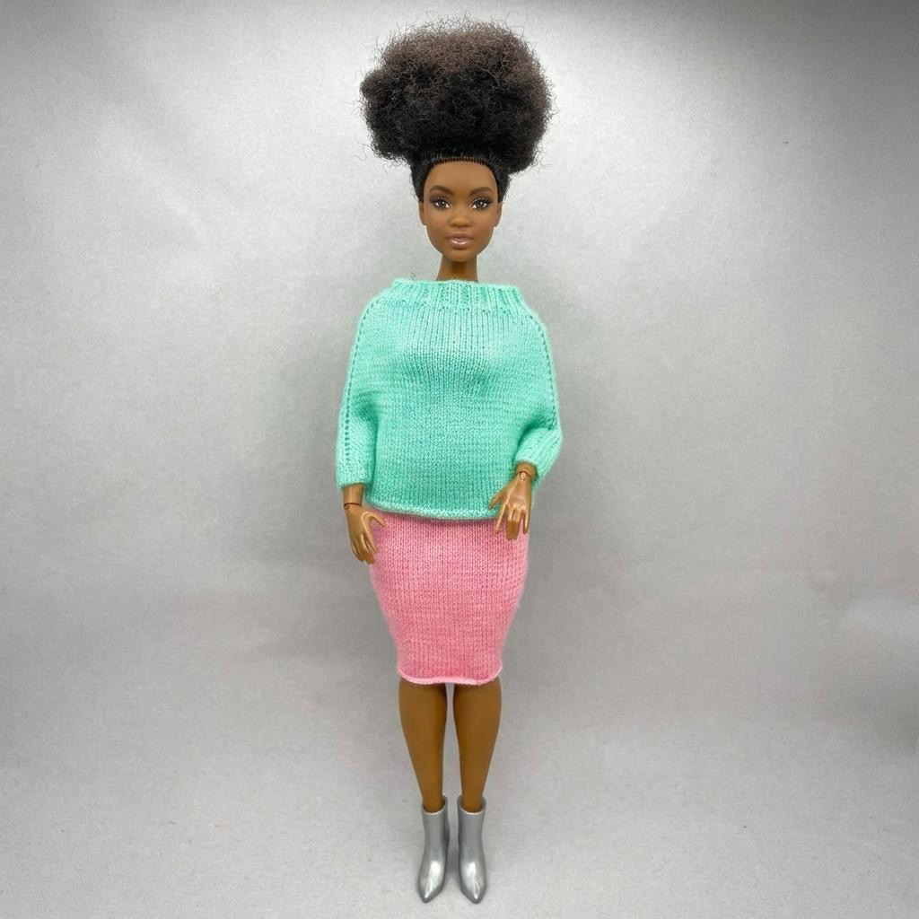 МК. Свитер-пончо и юбка-карандаш для Барби-пышки — изображение 6