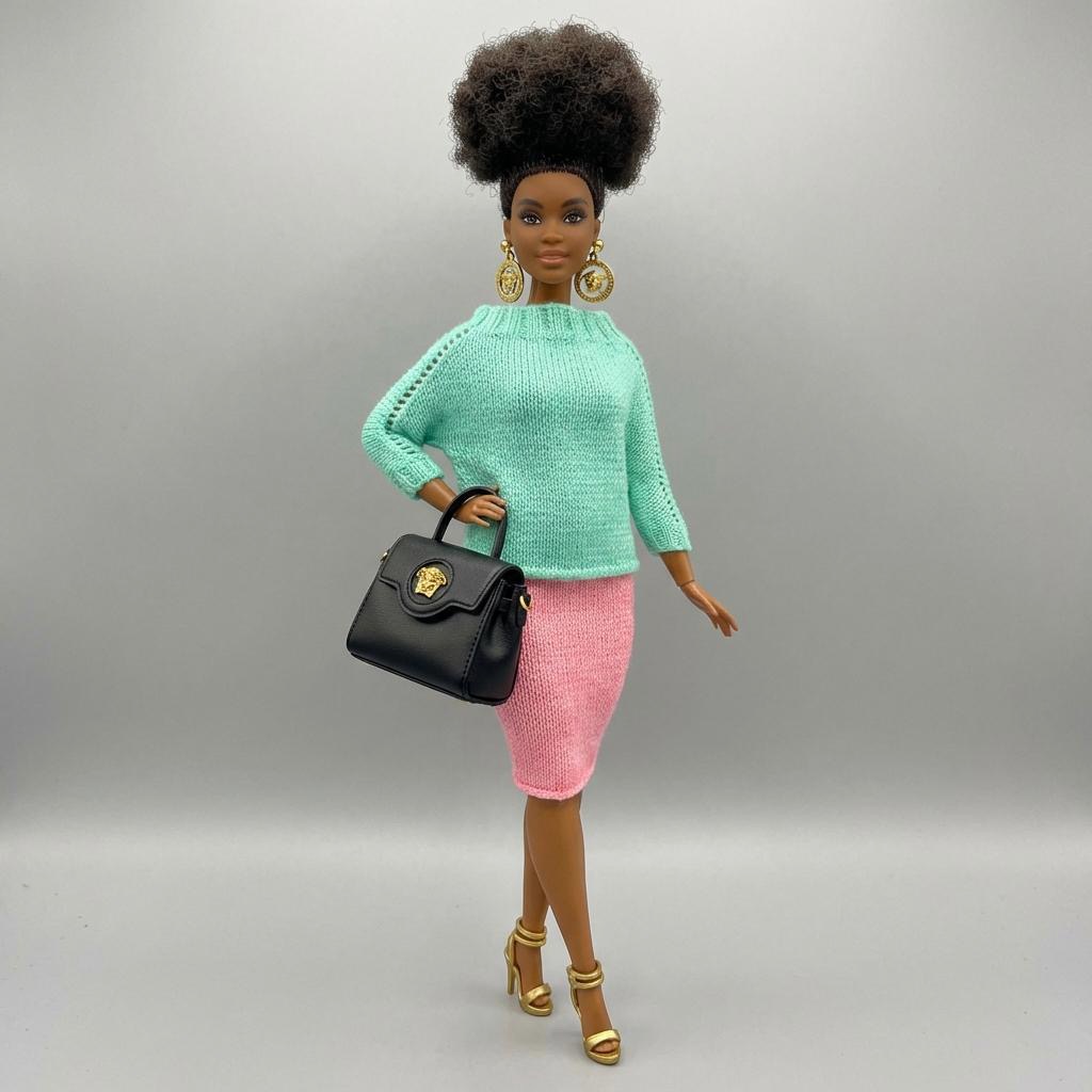 МК. Свитер-пончо и юбка-карандаш для Барби-пышки — изображение 3