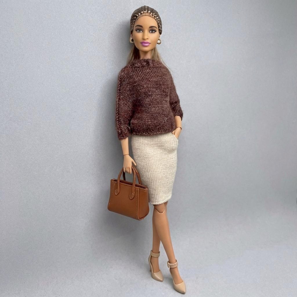 МК. Свитер-пончо и юбка-карандаш для Барби. — изображение 5