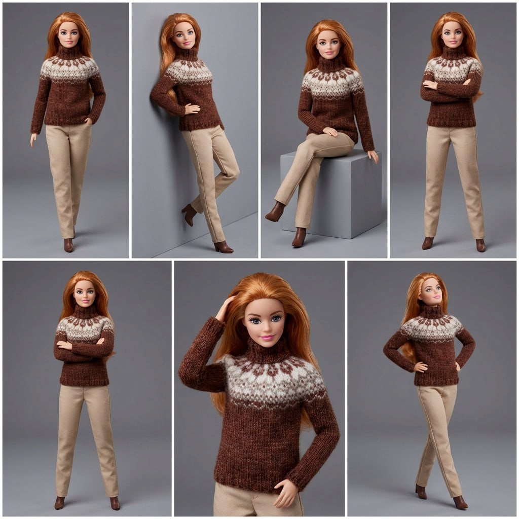 МК. Свитер «Норвежский» для Барби‐пышки — изображение 8