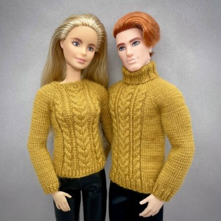 МК. Джемперы «Уютные» в стиле Family Look для Барби и Кена.